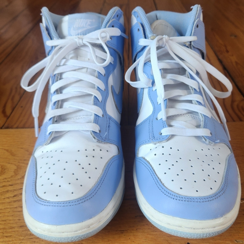 Nike Dunks High-Top Sneakers in Light Blue and White Size 8